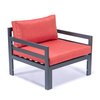 Leisuremod Chelsea Outdoor Patio Black Aluminum Armchairs With Red Cushions CSAR30R2